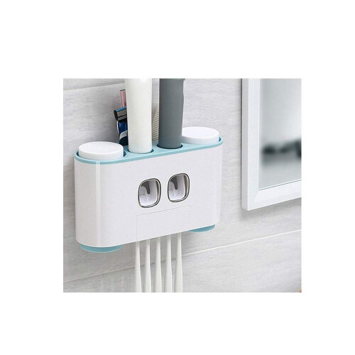 Automatic Toothpaste Dispenser and Wall Mounted Toothbrush Holder with Cup Storage for Bathroom 2