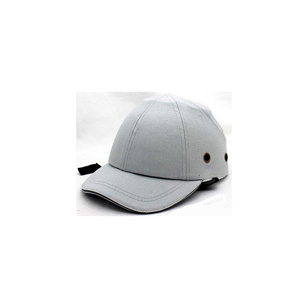 Light Grey Bump Cap With Impact Cushioning And Reflective Band, Breathable Safety Baseball Work Hat 9310869650232