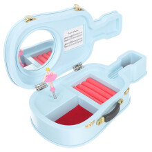 Elegant Blue Violin Music Box with Mirror Jewelry Storage Organizer for Girls Birthday Gift