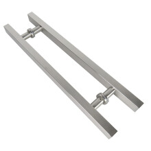 HeavyDuty Stainless Steel Glass Door Pull Handle 1000800mm Brushed Square Tube BacktoBack Design