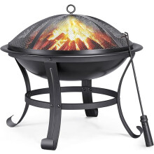 Yaheetech Outdoor Fire Pit for Garden, Round Firepit Patio Heater for Camping Bonfire, Portable Fire Pit Steel Metal Bowl Wood Burning Firepits