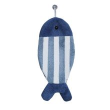 Blue Hanging Hand Towel with Cute Fish Design, Soft Quick Absorbent Fabric for Kitchen or Bathroom