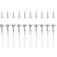 Stainless Steel Picture Rail Hooks and Hanging Wire Set, Adjustable Height for Gallery Walls, 5 Pack