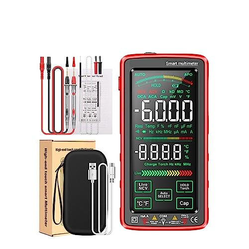 Touch Screen Digital Multimeter 6000 Counts Auto Ranging Tester with Smart Auto Detection Rechargeable Battery