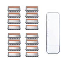 Sistema de afeitadora de 6 cuchillas con 4 cuchillas/1 cartucho, compatible con piel sensible. Paquete de 16 unidades.