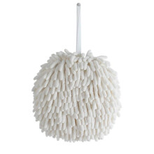 White Chenille Hanging Hand Towel Soft Absorbent Quick Dry for Kitchen Bathroom Decor Home Use