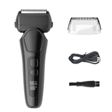 Afeitadora eléctrica recíproca compatible, totalmente lavable, con pantalla digital LED (Negro Premium)
