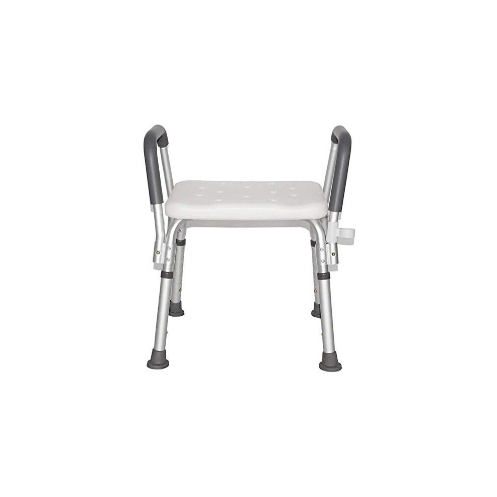 Adjustable Shower Chair with Armrests, Non Slip Aluminum Bath Stool for Elderly Disabled 200kg Capacity