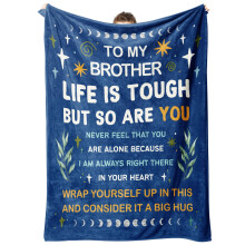 Soft Flannel Throw Blanket 60 x 50 Inch Blue Gift Blanket for Brother Birthday or Christmas