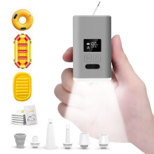 Portable Electric Air Pump 5X Brown, Cordless Rechargeable Mini Pump with 5000mAh Battery and LED for Inflatables
