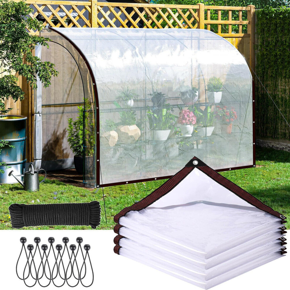 5X8 Ft Clear Tarpaulin With Grommets, Heavy Duty Waterproof Transparent Tarp For Greenhouse And Patio 9310869652601