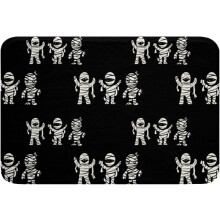 Halloween Bath Rug 18x30 Black and White Sugar Skull Mat, Gothic Skeleton Spooky Bathroom Decor