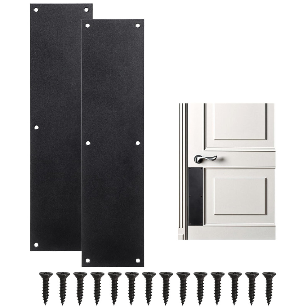 2 Pcs Black Stainless Steel Door Kick Plate 15X3.5 Inch Scratchresistant Push Plate Set For Exterior And Interior Doors 9330225644675
