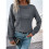 Womens Sweaters Casual Crew Neck Tops Long Sleeve Ribbed Knit Solid Pullover Navy  L 2