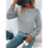 Womens Sweaters Casual Crew Neck Tops Long Sleeve Ribbed Knit Solid Pullover Dark Gray M 4