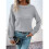Womens Sweaters Casual Crew Neck Tops Long Sleeve Ribbed Knit Solid Pullover Dark Gray M 2