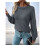 Womens Sweaters Casual Crew Neck Tops Long Sleeve Ribbed Knit Solid Pullover Navy  S 3