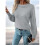 Womens Sweaters Casual Crew Neck Tops Long Sleeve Ribbed Knit Solid Pullover Dark Gray M 3
