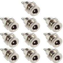 10PCS 5.5mm x 2.1mm DC Power Jack Socket DC099 Female Panel Mount Connector, Durable Metal Housing