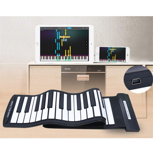 Foldable Piano Keyboard 61 Keys with USB MIDI and Recording Function, Soft Silicone Roll Up Piano for Beginners 2