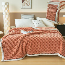 Flannel Blanket Sherpa Fleece Throw, Thick Reversible Warm Orange Blanket with Soft Fluffy Texture, 59x78in for Home or Office Gift