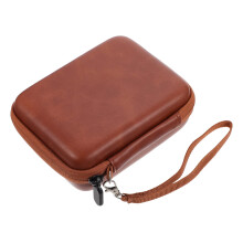 Brown PU Leather Guitar Pick Holder Bag with Secure Zipper Closure for Compact Pick Storage