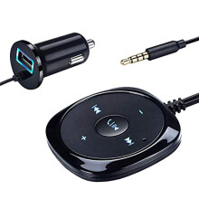 Bluetooth FM Transmitter for Car, Wireless Audio Receiver with 3.5mm AUX and USB Fast Charging, Hands Calling