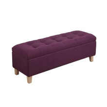 Large Purple Linen Storage Ottoman Bench 180cm with Hidden Storage and Reinforced Frame for Bedroom