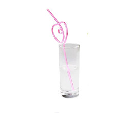 12 Pack HeartShaped Drinking Straws, Reusable Pink Curly Party Straws for Weddings and Birthdays