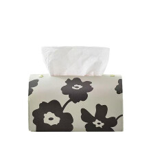Leather Tissue Box Cover Rectangle Faux Leather Tissue Holder with Floral Pattern for Bathroom and Car
