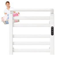 Heated Towel Rack Electric Towel Warmer Fast HeatUp 3Min Touch Control Timer 5 Rods Storage Shelf Wall Mounted White