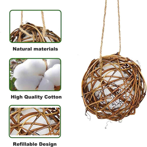Reusable Hummingbird Nesting Balls Natural Rattan 2