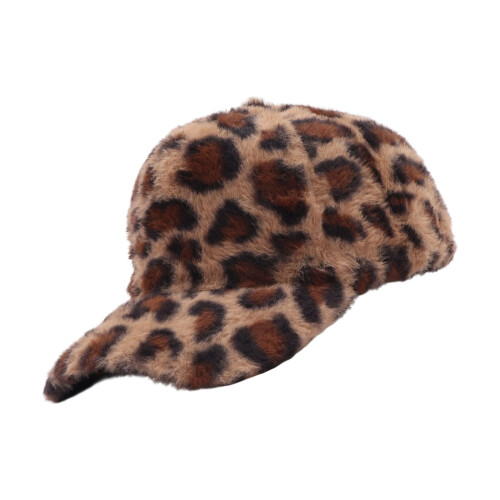 Plush Hat Leopard Print Baseball Cap Cold Weather Comfortable-6