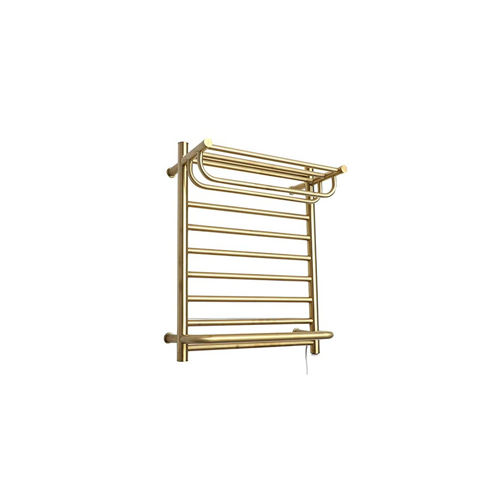 Gold Heated Towel Rack With Shelf, Hardwired Stainless Steel Electric Towel Warmer For Bathroom 9073542262473