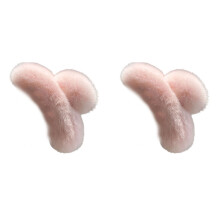 2Pcs Women Hair Accessory Faux Furs Barrettes Hair-Light Pink 1