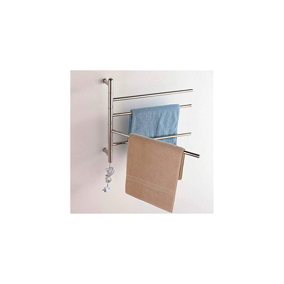 Heated Towel Rack Wall Mounted Electric Towel Warmer 4Bar Fast Heating Swing Arm Design For Bathroom 9073542262374