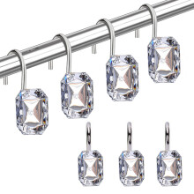 Sparkly Rhinestone Shower Curtain Hooks Set of 12, Rust Proof Crystal Rings for Bathroom Decor