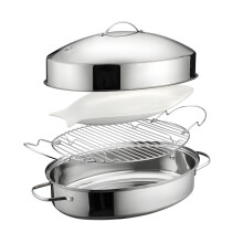 Stainless Steel Steamer Metal Oval Turkey Roasting Pan for-18in