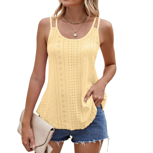 Women's openwork drawstring  color button suspender-Yellow S