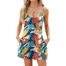 Women's casual sleeveless jumpsuit, adjustable straps,-Multi XL