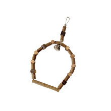 Natural Wooden Bird Swing Perch With Bells Safe Hanging-small