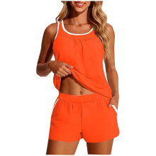 Women's Tankini Swimsuits Modest Two Piece with-XXL Orange