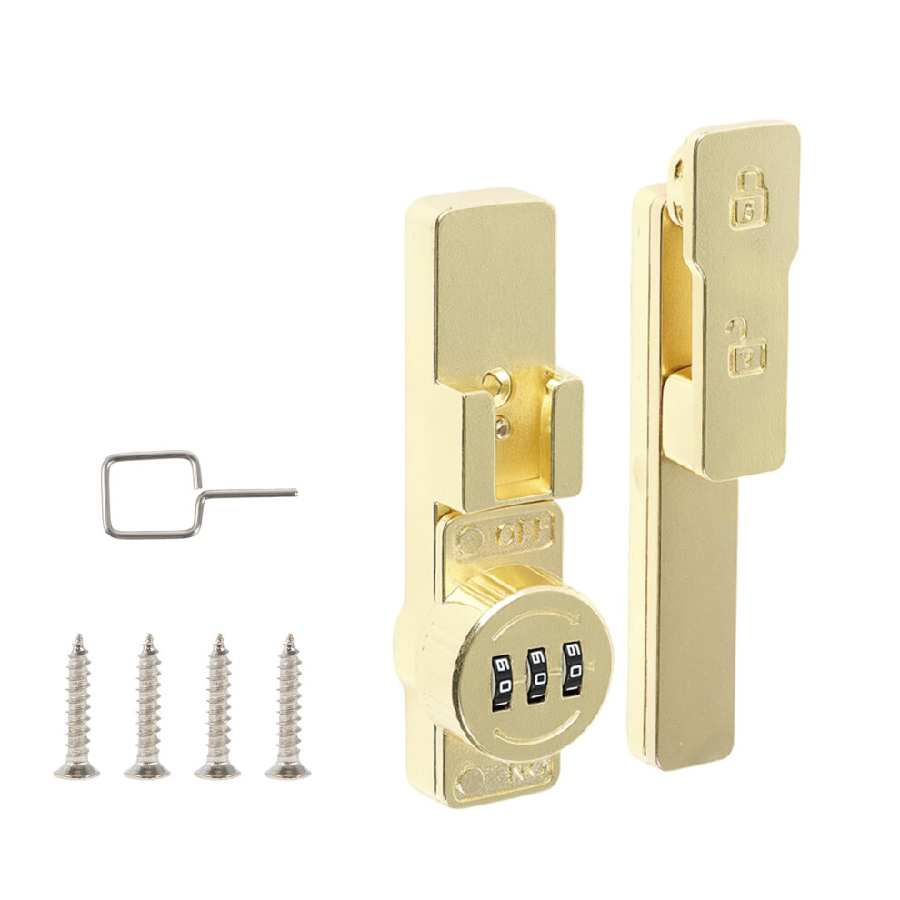 3 Digit Combination Door Lock Gold Zinc Alloy Flip Latch 180 Degree Keyless Lock For Barn Sliding Door 9330225647713