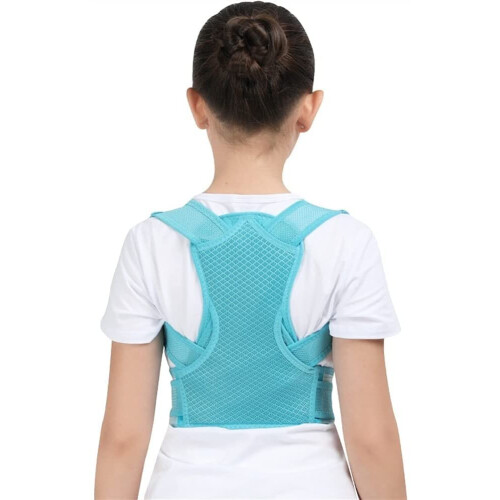 Adjustable Small Blue Posture Corrector for Kids with Ergonomic Shoulder and Back Support Brace