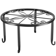 Rustproof Black Metal Plant Stand with Floral Pattern, Stable Iron Flower Pot Holder for Indoor Outdoor Use