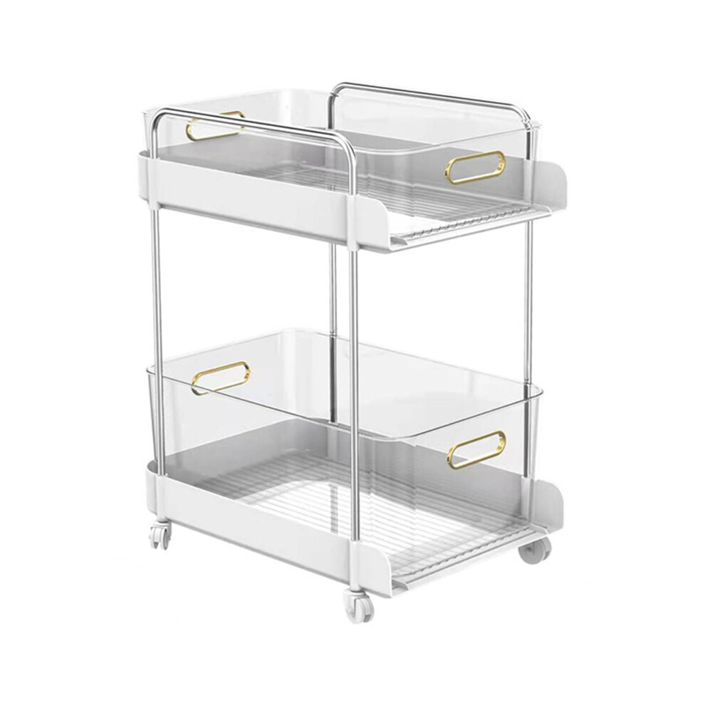 Rolling Utility Cart With Drawers, 2Tier White Mobile Storage Cart For Home, Kitchen, Classroom 9330225601227
