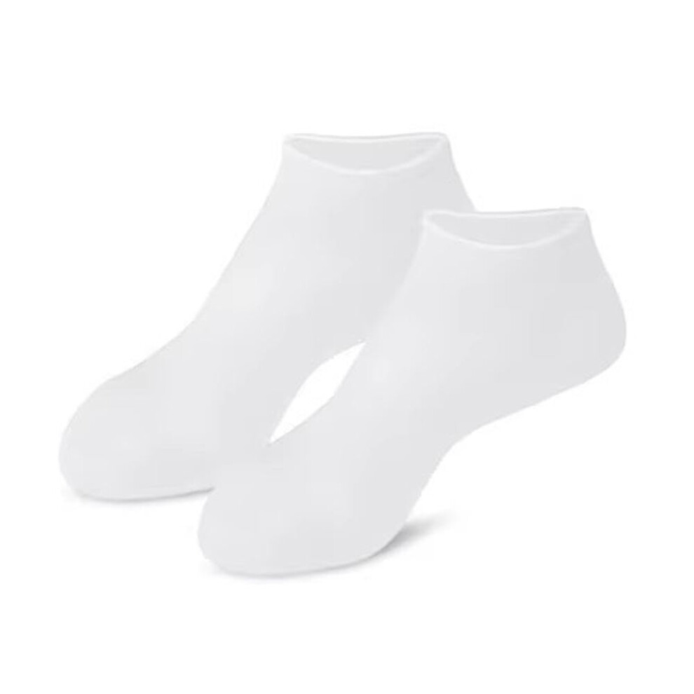 White Moisturizing Gel Socks For Dry Cracked Feet, Silicone Foot Spa Socks With Deep Moisture Lock And Nonslip Grip