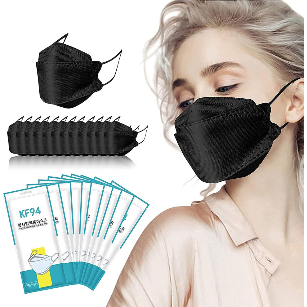 Kf94 Face Mask For Adults Black 4 Ply Disposable With Four Layer Filter Protection 50 Pack 9330225648345