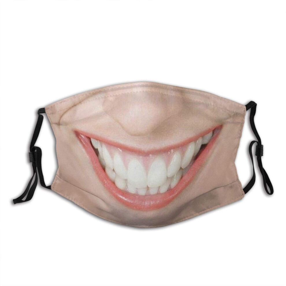 Reusable Face Mask With Smile Design, Washable Dustproof Adjustable Fit, 5Layer Filter Protection 9330225648444