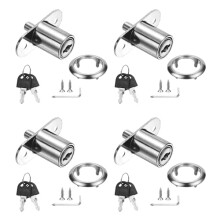 Zinc Alloy Push Plunger Cabinet Lock Set 4Pcs Keyed Alike Drawer Locks with Cross Screwdriver